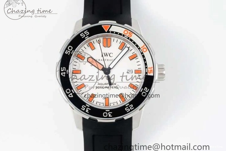 MIROTIME 0131 Aquatimer Automatic SS RSF 1:1 Best Edition White Orange Dial on Black Rubber Strap A Supportive 7069